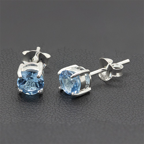 Zaveris Sterling Silver Blue Topaz Stud Earrings