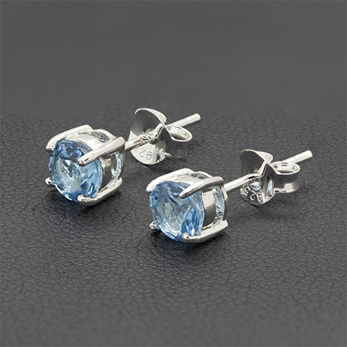 Zaveris Sterling Silver Blue Topaz Stud Earrings