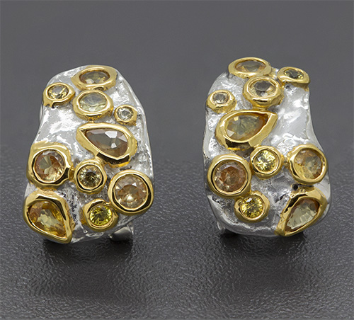 Zaveris Sterling Silver Bezel Set Sapphire Earrings