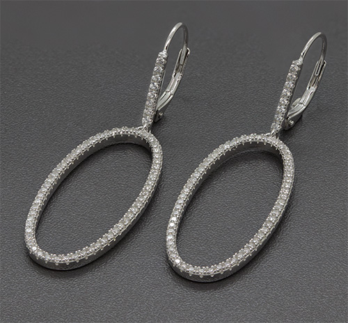 Zaveris Silver Loop Cubic Zircon Earrings