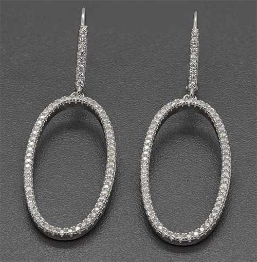 Zaveris Silver Loop Cubic Zircon Earrings