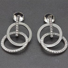 Zaveris Interlinked Silver Loop Cubic Zirconia Earrings
