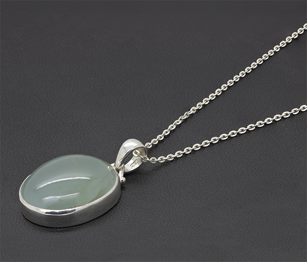 Zaveris Sterling Silver Oval Cut Aquamarine Necklace