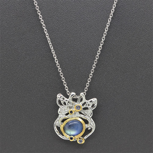 Zaveris Sterling Silver, Spectrolite, Tanzanite and Blue Sapphire Pendant