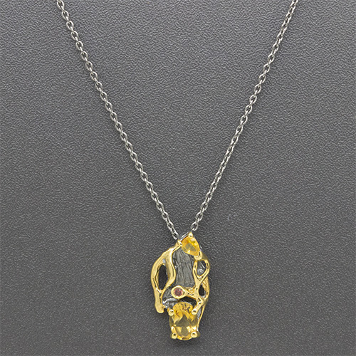 Zaveris Sterling Silver Citrine and Sapphire Pendant