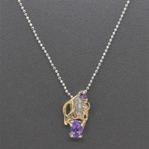 Sterling Silver Amethyst and Rhodolite Pendant