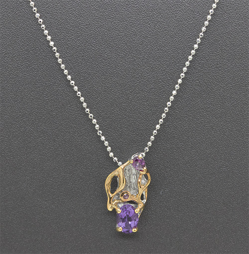 Sterling Silver Amethyst and Rhodolite Pendant
