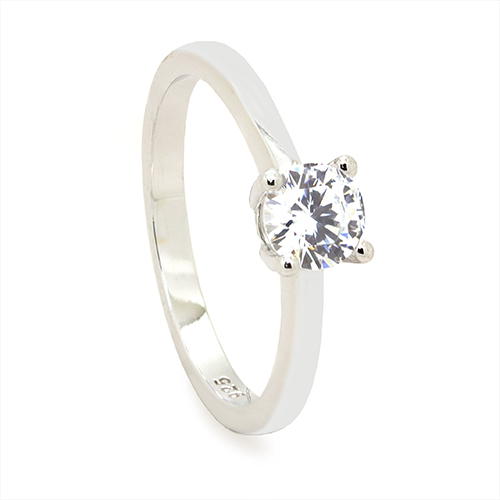 Zaveris Silver Brilliance Solitaire Cubic Zircon Ring