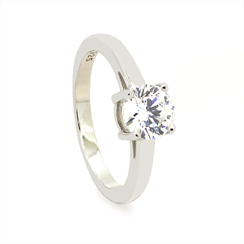 Zaveris Silver Harmony Solitaire Cubic Zircon Ring