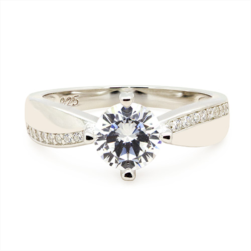 Zaveris Silver Radiance Tapered Cubic Zircon Ring