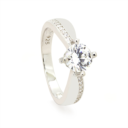 Zaveris Silver Radiance Tapered Cubic Zircon Ring