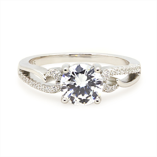 Zaveris Silver Splendour Solitaire Cubic Zircon Ring