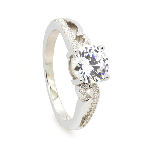 Zaveris Silver Splendour Solitaire Cubic Zircon Ring