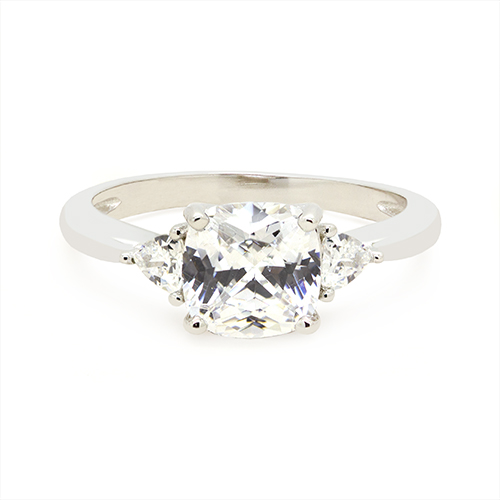Zaveris Silver Elegance Cushion-Cut Cubic Zircon Ring