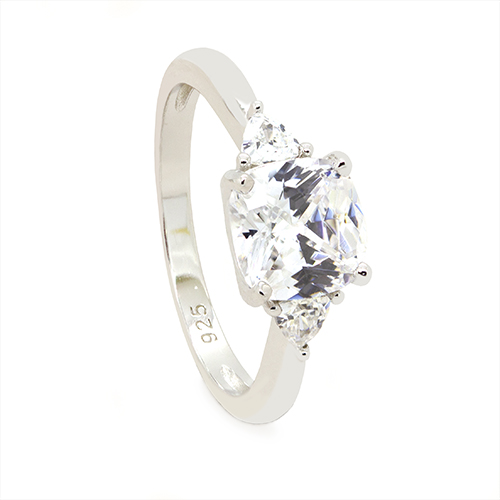 Zaveris Silver Elegance Cushion-Cut Cubic Zircon Ring