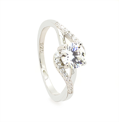 Zaveris Silver Grace Bypass Cubic Zircon Ring