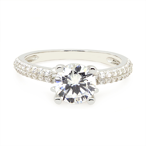 Zaveris Silver Radiance Solitaire Cubic Zircon Ring
