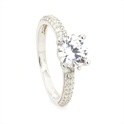 Zaveris Silver Radiance Solitaire Cubic Zircon Ring