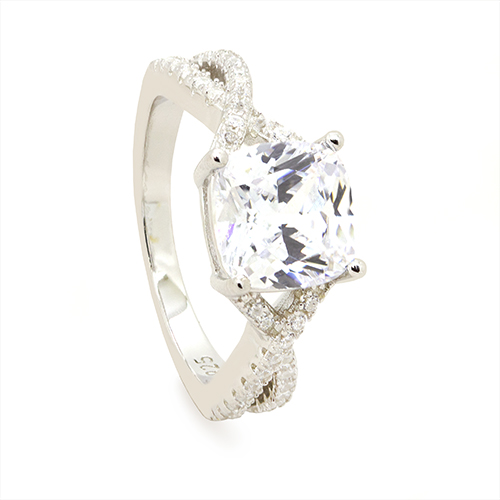 Zaveris Silver Harmony Interlocked Cubic Zircon Ring