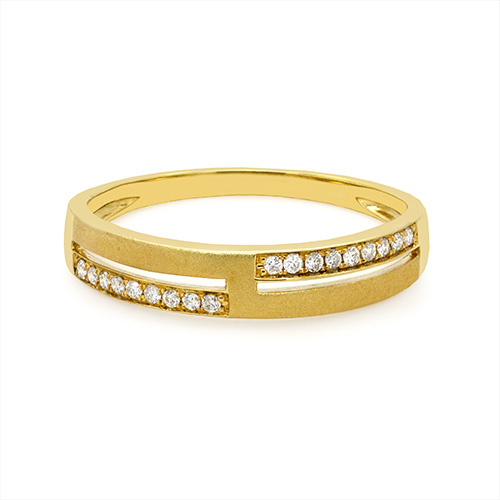Zaveris 18 Carat Yellow Gold Pavé Diamond Ring