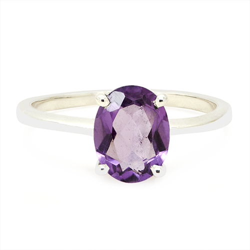 Zaveris Sterling Silver Oval Cut Amethyst Ring