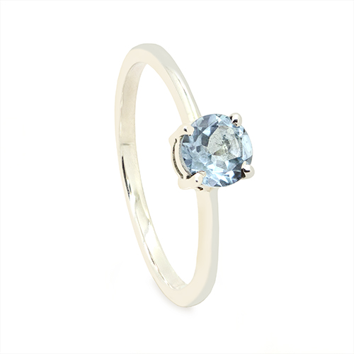 Zaveris Sterling Silver Round Cut Blue Topaz Ring