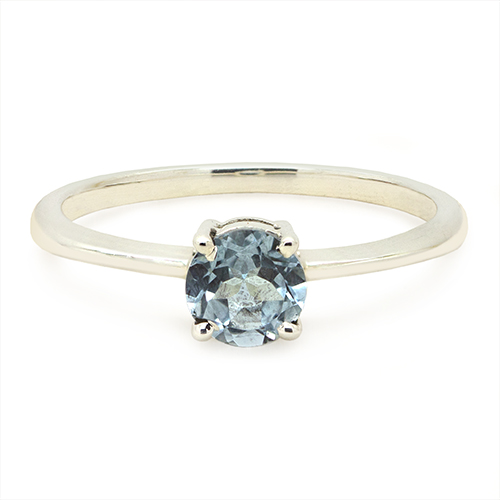 Zaveris Sterling Silver Round Cut Blue Topaz Ring