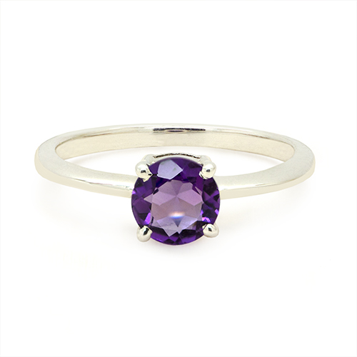 Zaveris Sterling Silver Round Cut Amethyst Ring