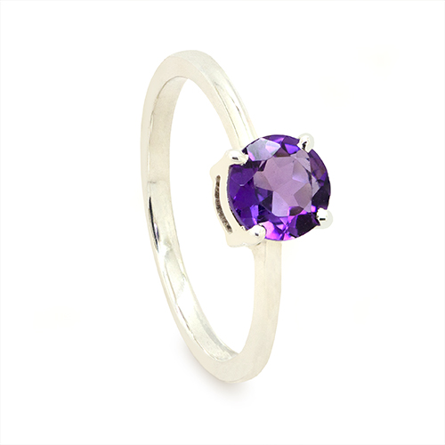 Zaveris Sterling Silver Round Cut Amethyst Ring
