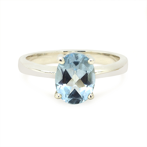 Zaveris Sterling Silver Four Prong Blue Topaz Ring