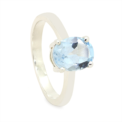 Zaveris Sterling Silver Four Prong Blue Topaz Ring
