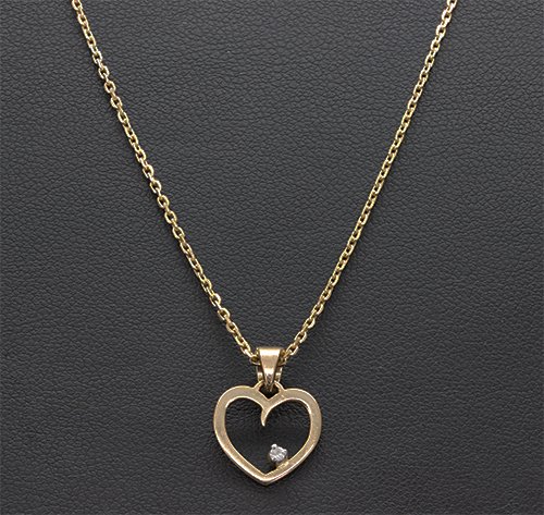 Zaveris Heart-Shaped 18 Carat Yellow Gold and Diamond Necklace