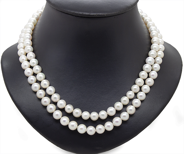 Zaveris White Pearl Cubic Zirconia and Sterling Silver Necklace