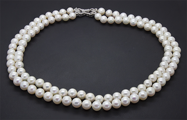Zaveris White Pearl Cubic Zirconia and Sterling Silver Necklace