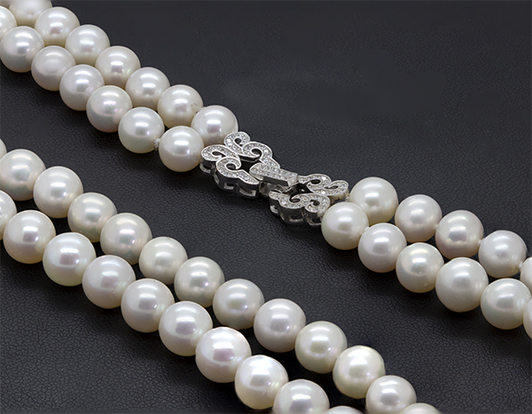 Zaveris White Pearl Cubic Zirconia and Sterling Silver Necklace