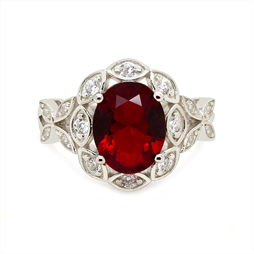 Zaveris Sterling Silver Ruby and Cubic Zirconia Ring