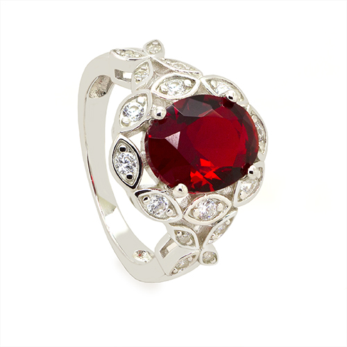 Zaveris Sterling Silver Ruby and Cubic Zirconia Ring