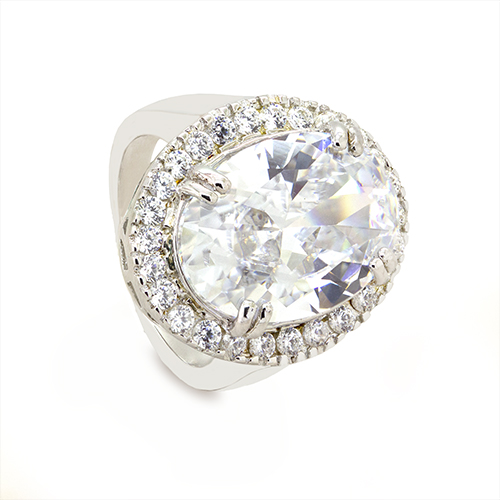 Zaveris Sterling Silver and Oval-Cut Cubic Zirconia Ring