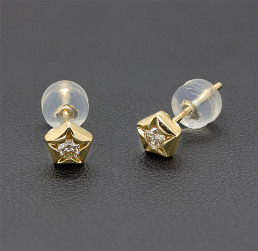 Zaveris 18 Carat Yellow Gold and Encased Round Cut Diamond Earrings