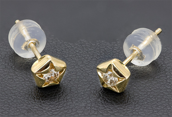 Zaveris 18 Carat Yellow Gold and Encased Round Cut Diamond Earrings