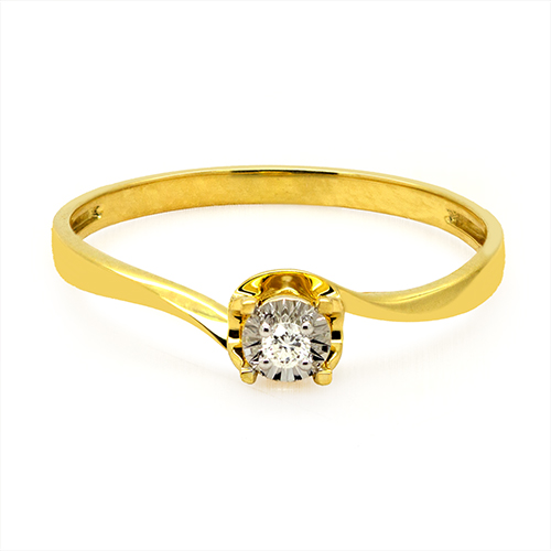 Zaveris 18 Carat Bypass Yellow Gold and Round Cut Diamond Ring