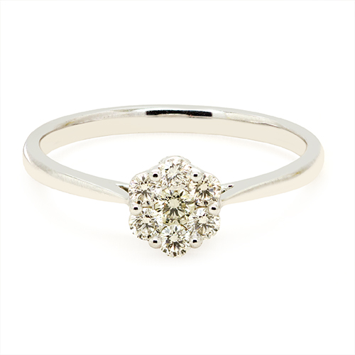 Zaveris 18 Carat White Gold and Channel Cluster Diamond Ring