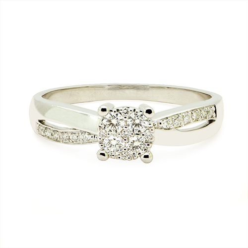 Zaveris 18 Carat Twist Shank White Gold and Diamond Ring
