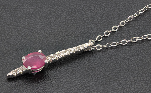 Zaveris 18 Carat White Gold Ruby and Vertical Channel Diamond Necklace