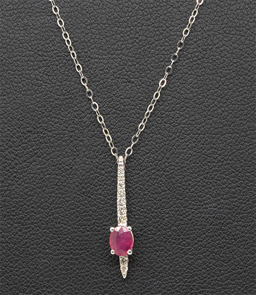 Zaveris 18 Carat White Gold Ruby and Vertical Channel Diamond Necklace