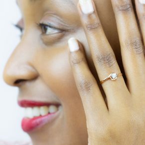 Zaveris 18 Carat Bypass Rose Gold and Round Cut Diamond Ring