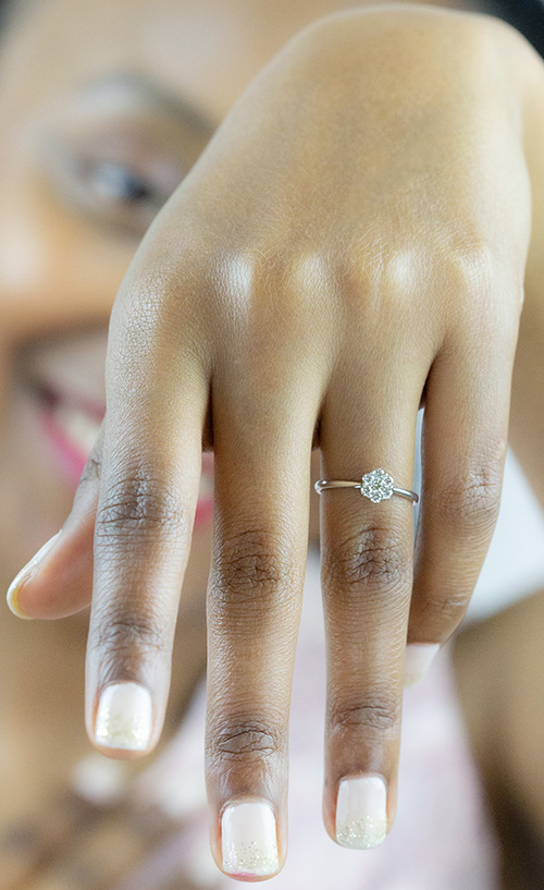 Zaveris 18 Carat White Gold and Channel Cluster Diamond Ring