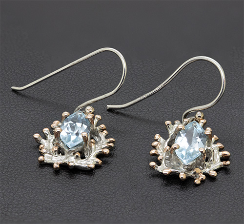 Zaveris Sterling Silver Marquise Blue Topaz Earrings