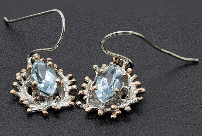 Zaveris Sterling Silver Marquise Blue Topaz Earrings