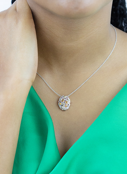 Zaveris Sterling Silver Yellow Sapphire, Peridot and Pink Sapphire Pendant